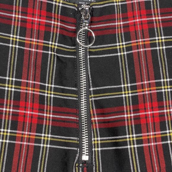 2/$30 ZARA Tartan Plaid Zip-up Skinny Pants Ring Pull Medium Red Black #7310 - Picture 5 of 16
